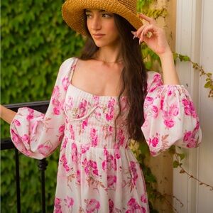 Hello Molly Pink Floral Midi Dress